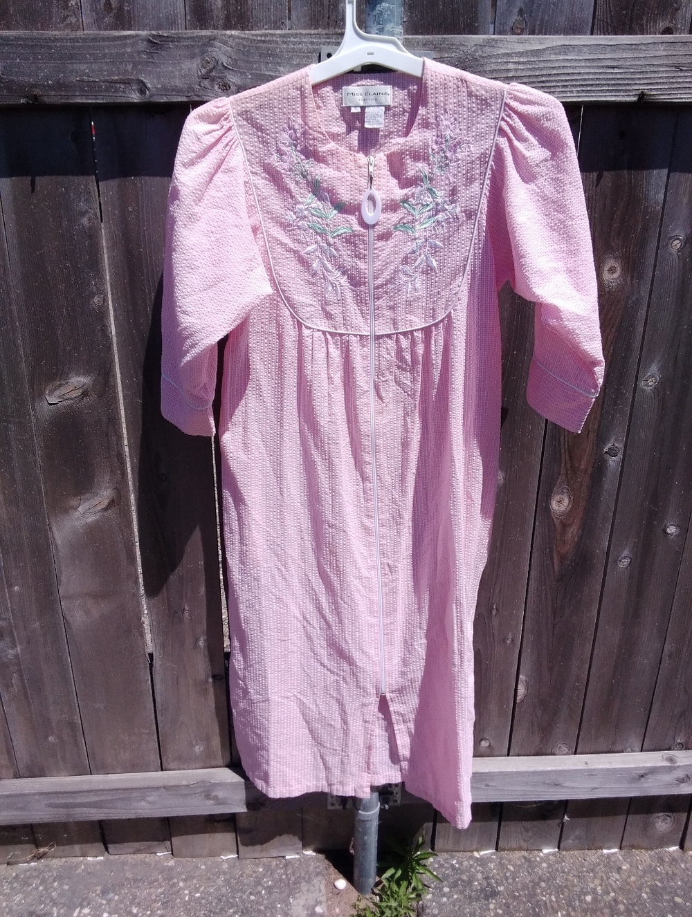Miss Elaine Robe Full Zip Pink Gingham Womens Small